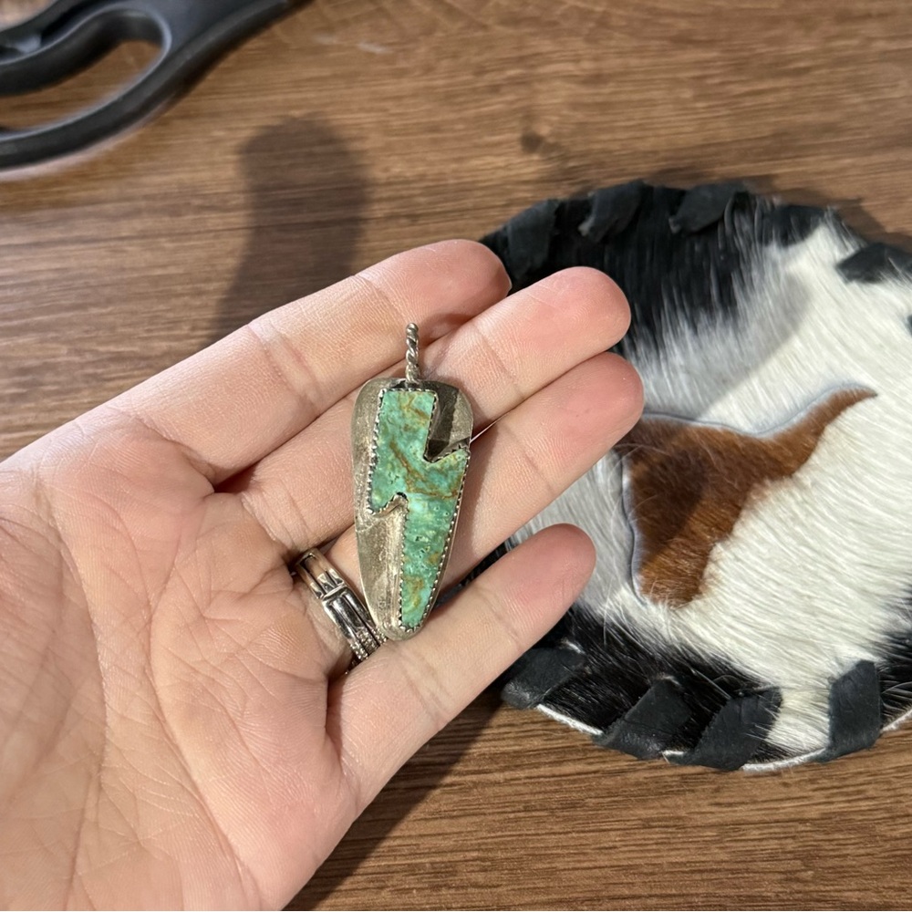 Turquoise Stone Lightening Bolt Pendant